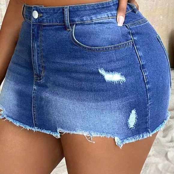 High waist ripped denim mini skirt - Picture 4 of 4